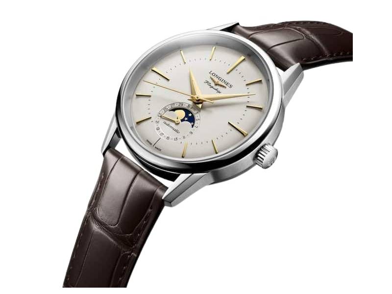 OROLOGIO UOMO AUTOMATICO ACCIAIO /PELLE FASI LUNARI FLAGSHIP HERITAGE LONGINES L4.815.4.78.2